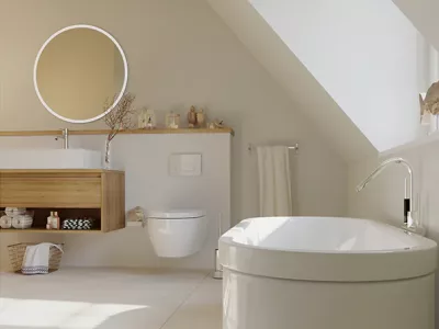 3D Innenraumvisualisierung Badezimmer im Neubeu