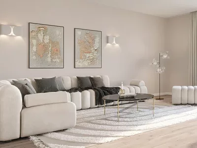 3D innenraumvisualisierung Wohnzimmer zur Immobilienvermarktung